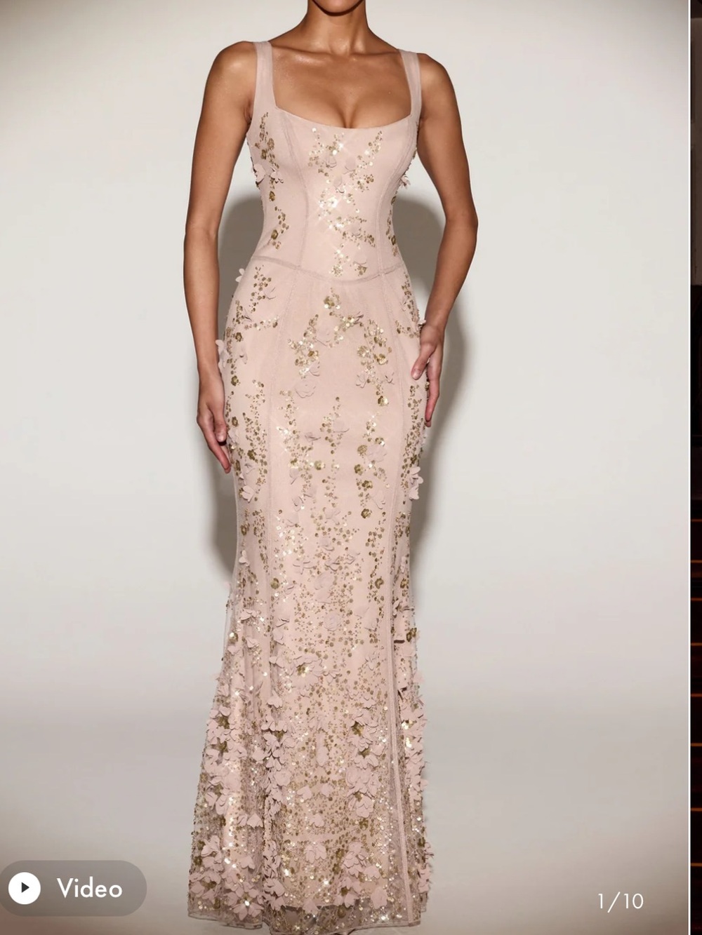 Oh Polly Vasanta Embellished Appliqué Soft-Scoop Corset Gown Women’s Gold Size 0